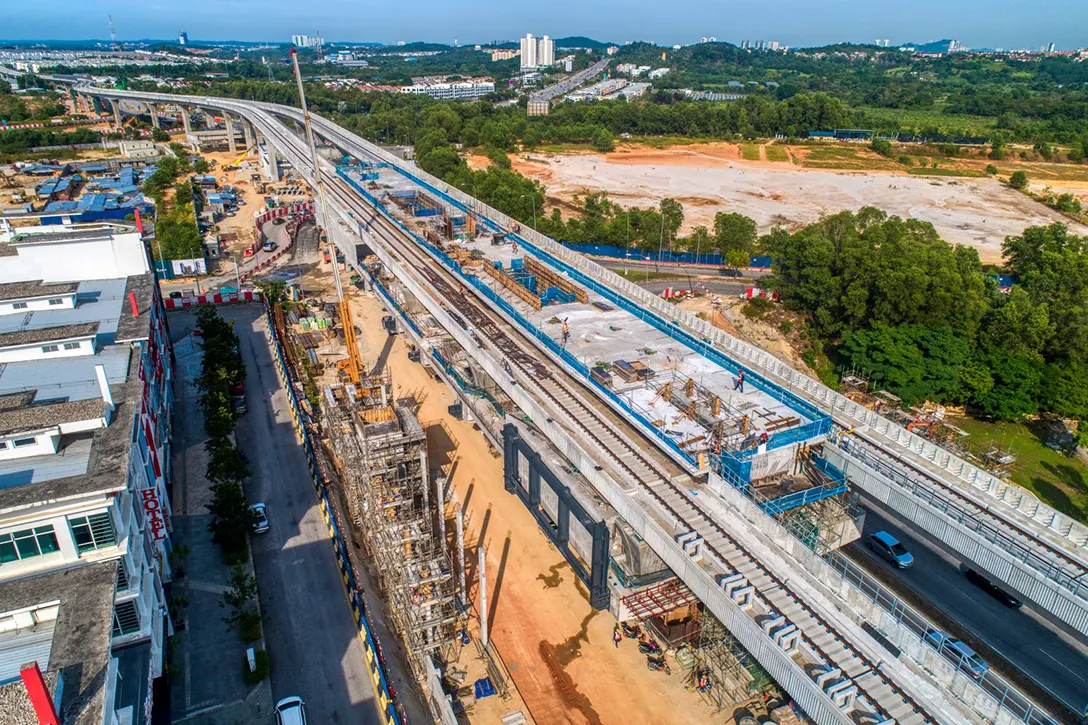 Ongoing structurual work at the Putra Permai MRT station.