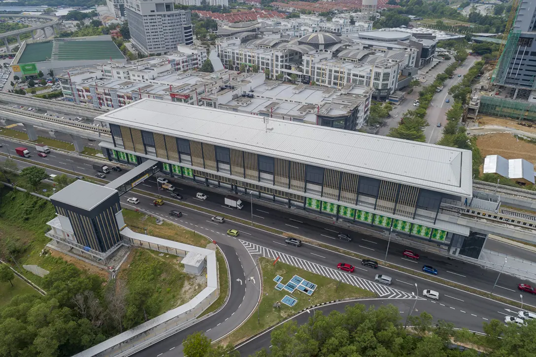 Guardrail installation works in progress at the Putra Permai MRT Station