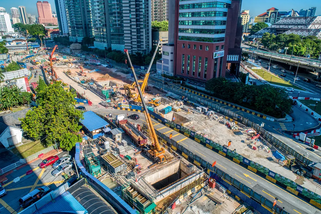 Aerial view of the Raja Uda MRT Station.