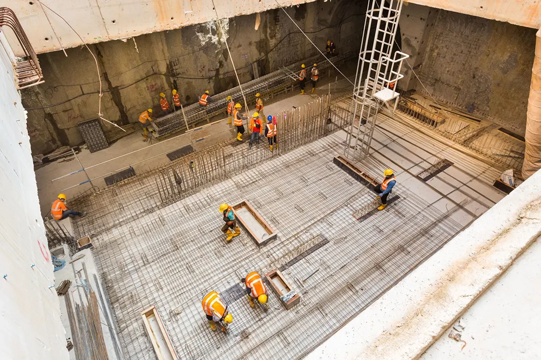 Reinforcement bars installation works ongoing for casting of platform slab at Raja Uda MRT Station ground level.