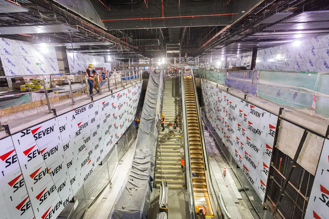 Ongoing testing and commissioning of escalators in preparation for Jabatan Keselamatan dan Kesihatan Pekerjaan (JKKP) inspection at the platform level of the Raja Uda MRT Station.