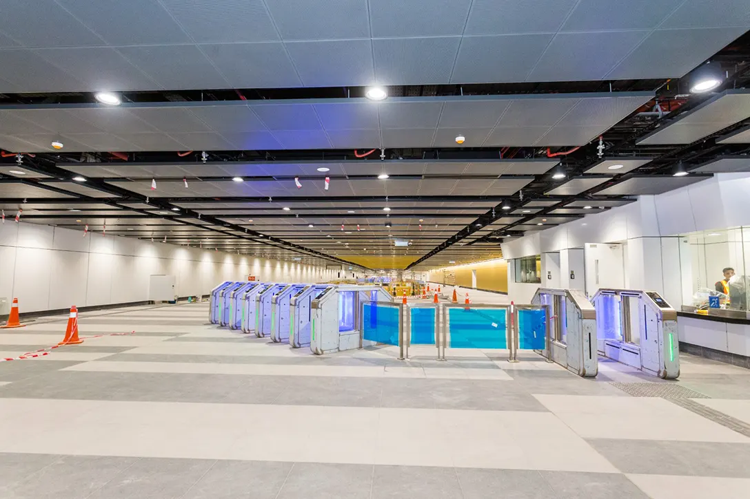 Automatic fare gates ready and in order at the Raja Uda MRT Station Concourse Level.