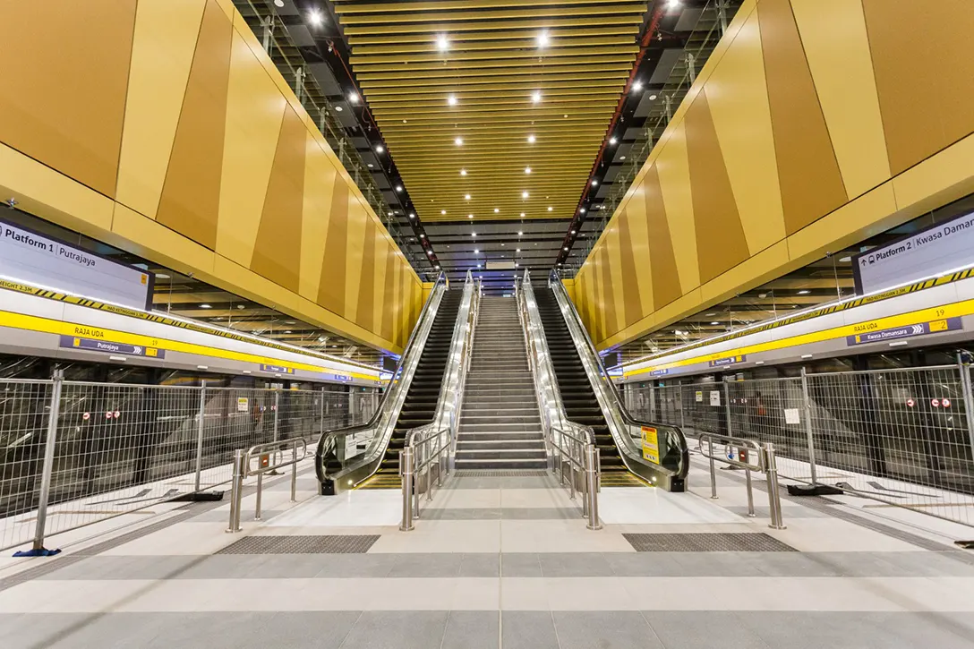 Completed works at the Raja Uda MRT Station platform level.