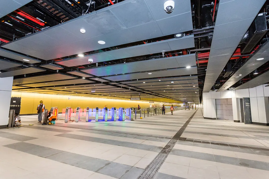 Automatic Fare Collection gate at the Raja Uda MRT Station concourse level.