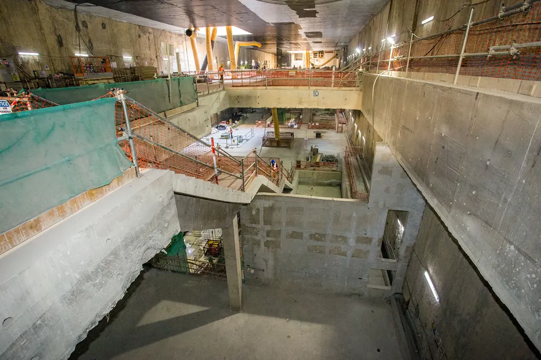 View of the Sentul Barat MRT Station showing the concourse and lower concourse level.