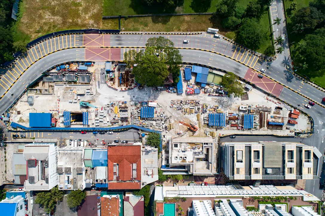 Aerial view of the Sentul Barat MRT Station site.