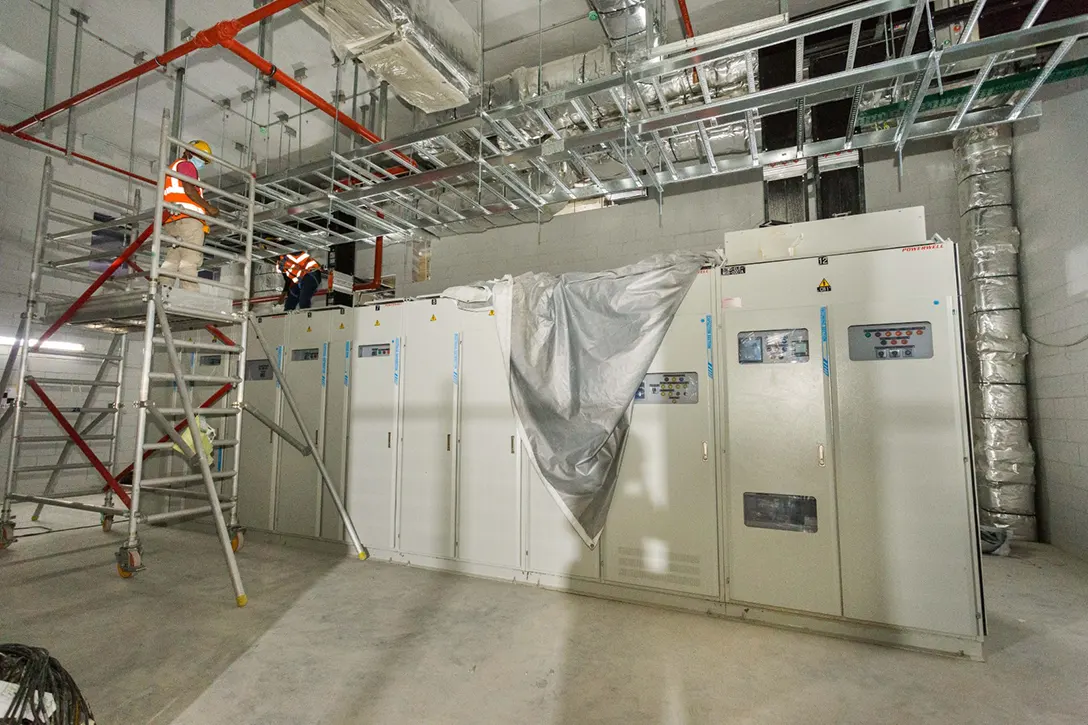 View inside the Sentul Barat MRT Station showing the installation of main switch board in progress at Low Voltage Room.