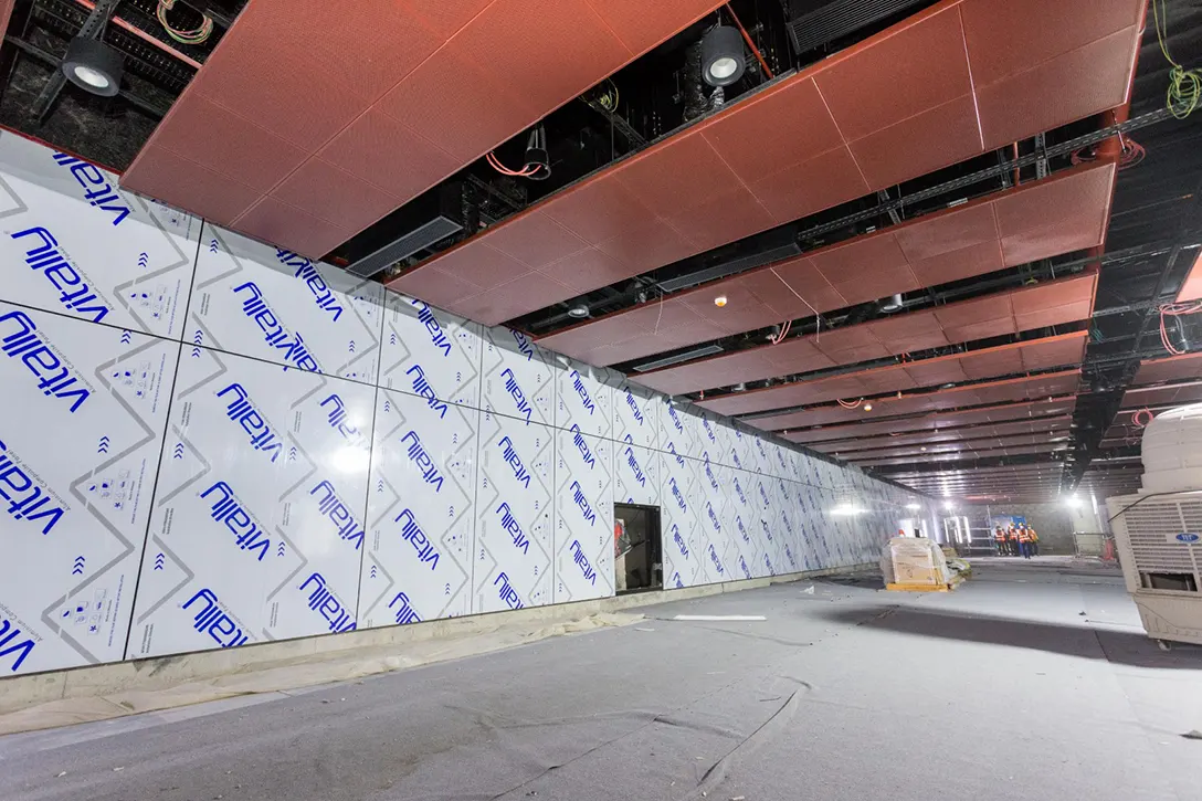 Ceiling installation in progress.at the Sentul Barat MRT Station concourse level.