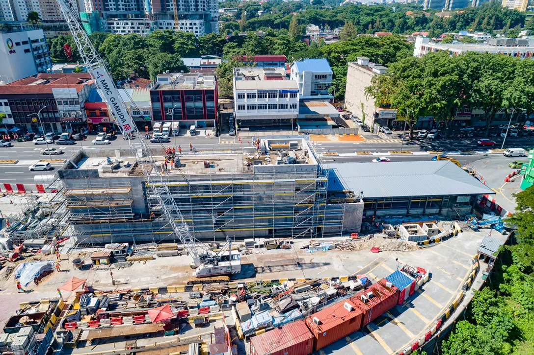 Sentul Barat MRT Station Entrance C construction in progress.