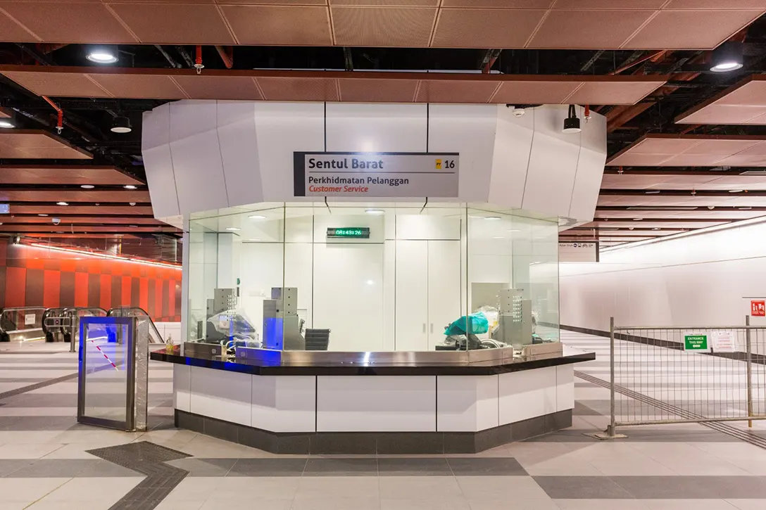 Customer Service Office at the Sentul Barat MRT Station concourse level.