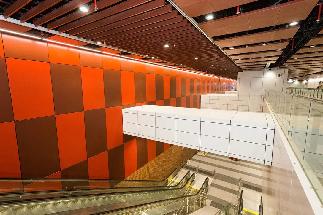 Overall view of the double volume levels from the Sentul Barat MRT Station concourse level.