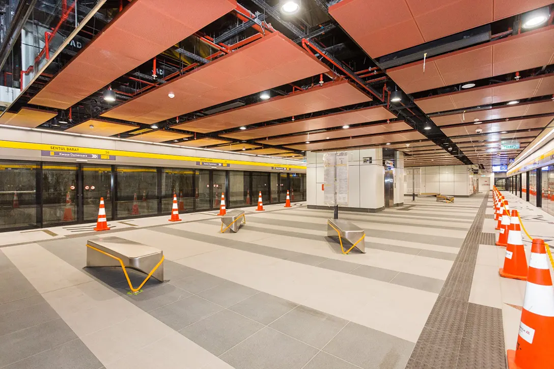 Overall view of the Sentul Barat MRT Station platform level.