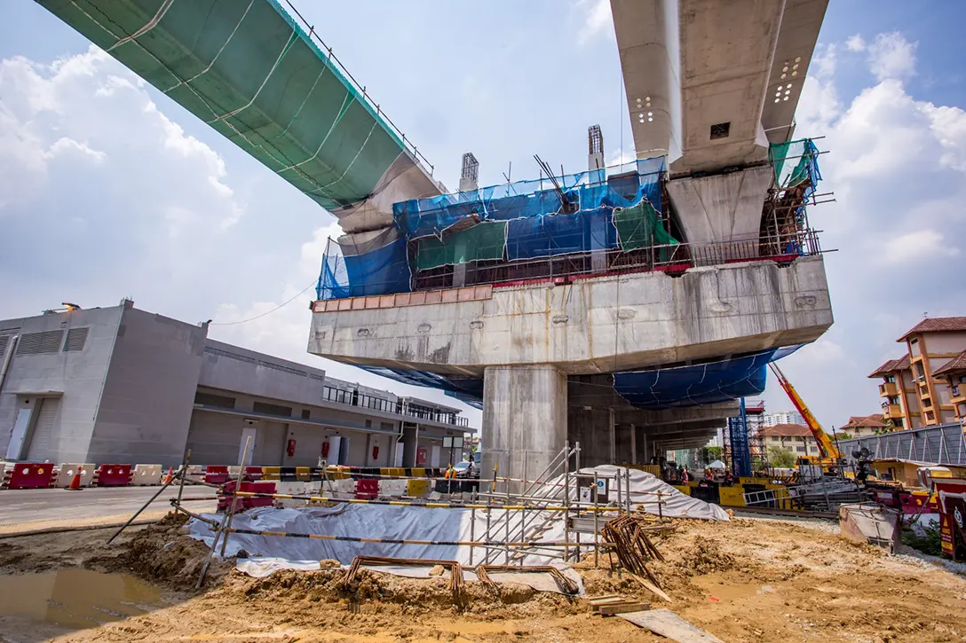 Ongoing station structure works at the Serdang Jaya MRT Station site.