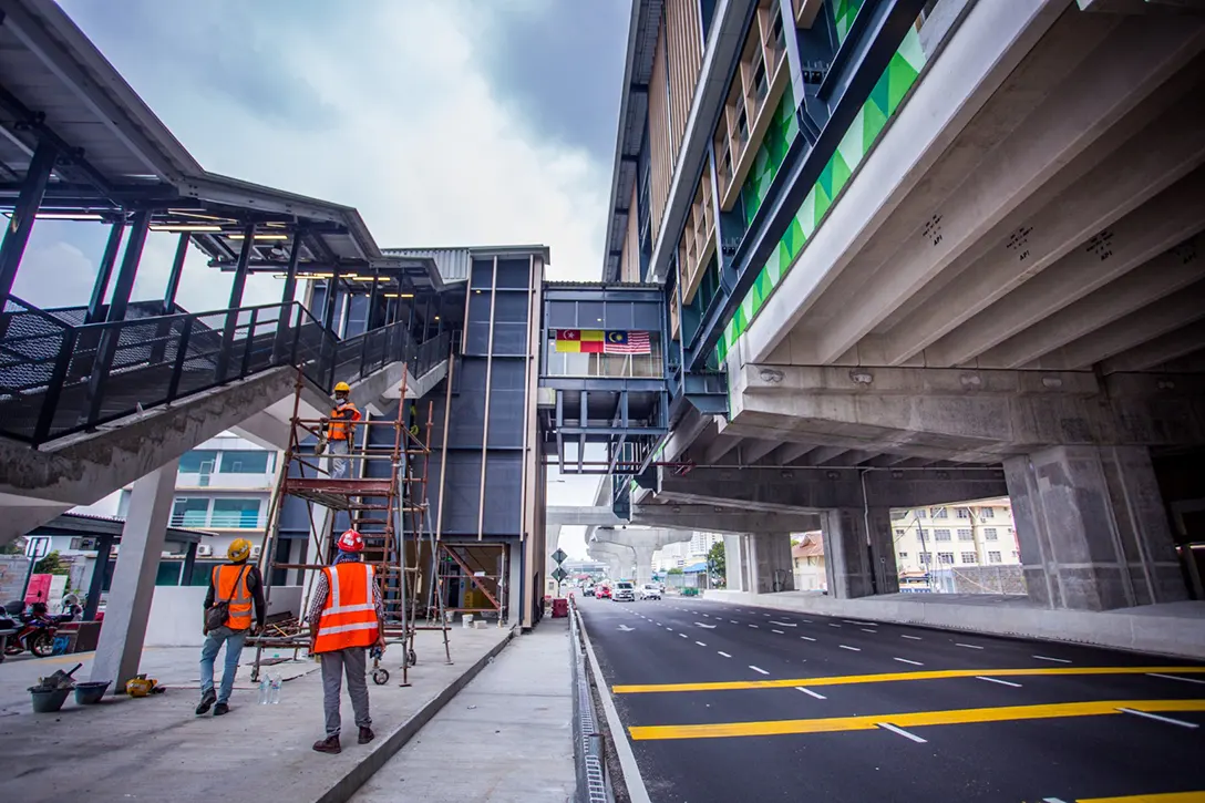 Touch-up works in progress at the Serdang Jaya MRT Station.