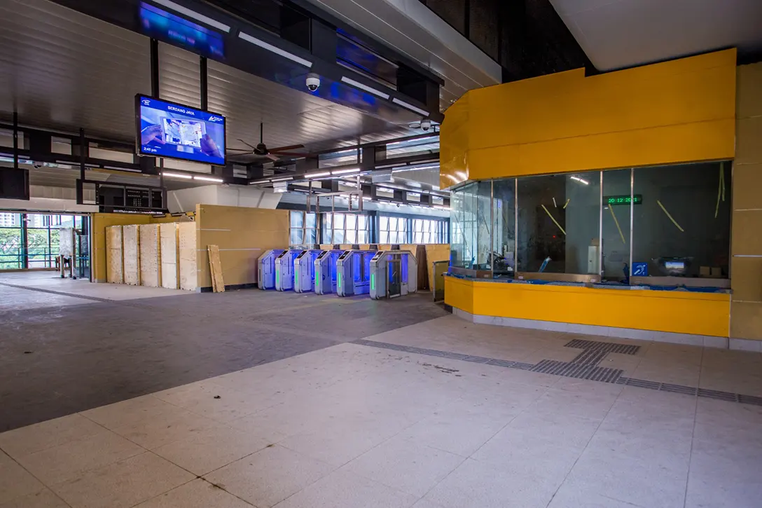 Installation of ticketing vending machine works in progress at the Serdang Jaya MRT Station.