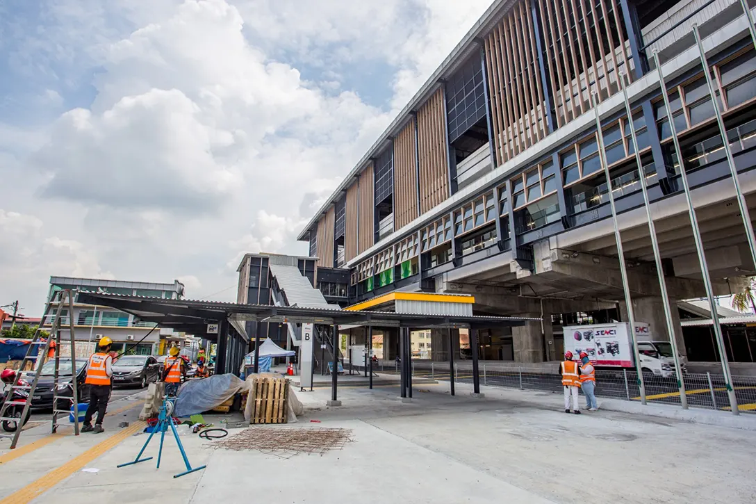 Slab defect rectification works in progress at the Serdang Jaya MRT Station.