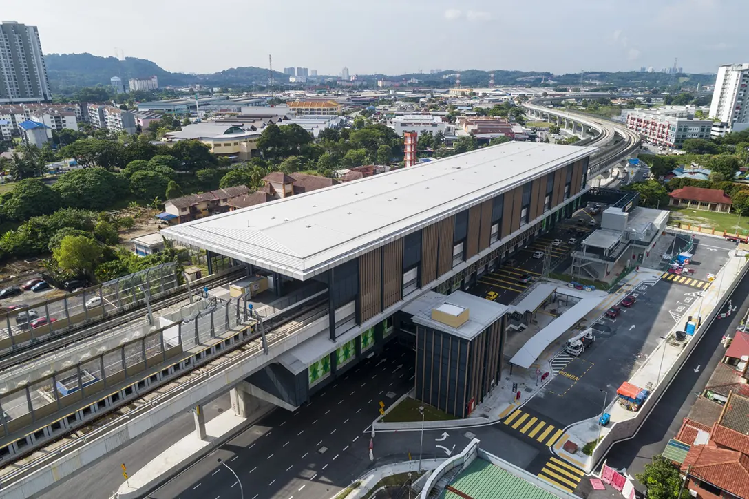 Final defects and touch-up works in progress at Entrance B of the Serdang Jaya MRT Station in preparation for Agensi Pengangkutan Awam Darat Pemeriksaan Cermat Akhir inspection.