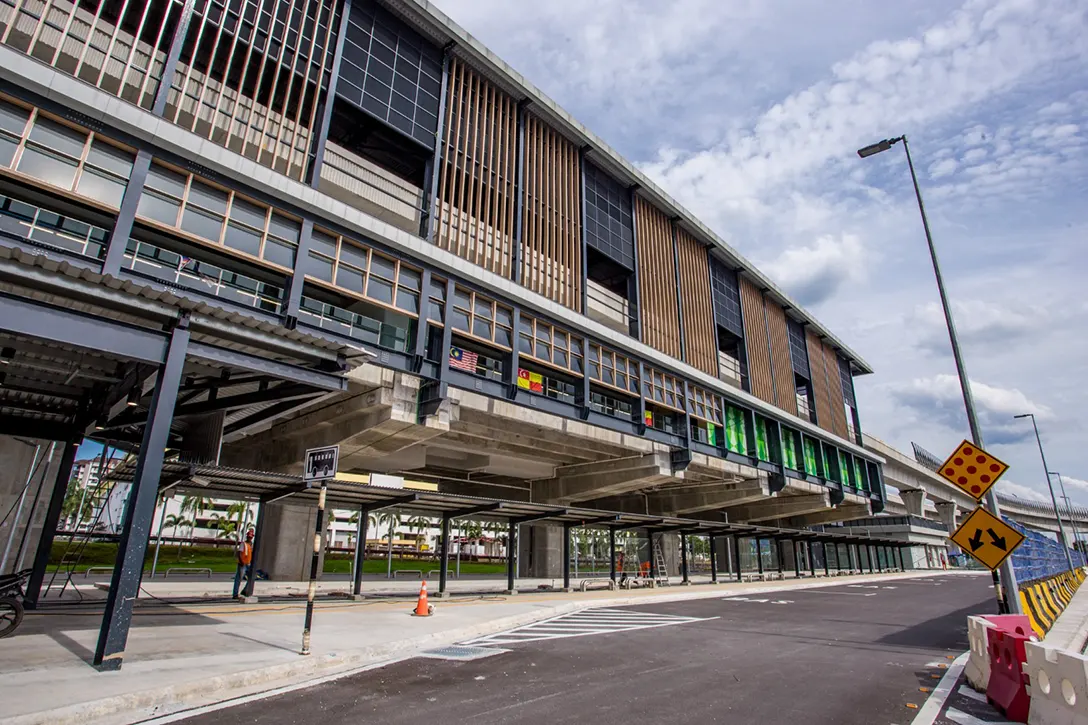 Housekeeping works in progress at the bus waiting area of the Serdang Raya Selatan MRT Station.