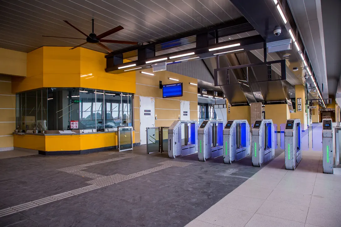 Testing for Automatic Fare Collection system in progress at the Serdang Raya Selatan MRT Station.