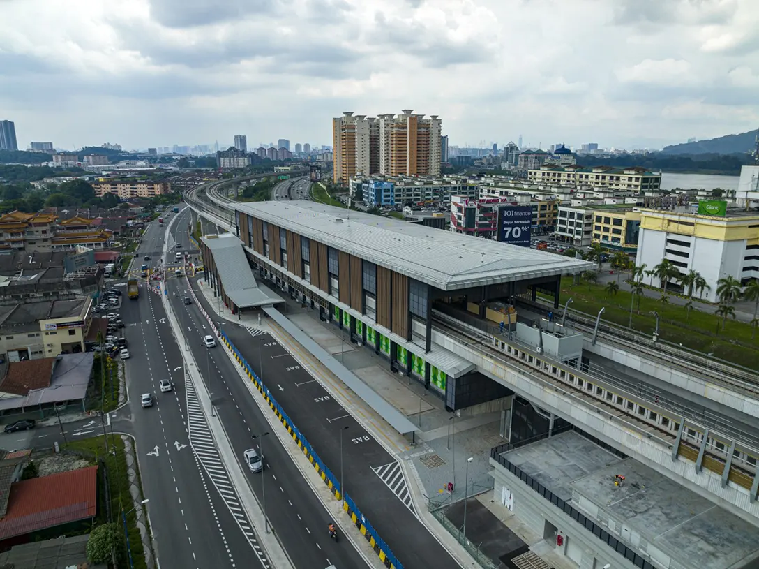 Aerial view of the Serdang Raya Selatan MRT Station showing the roadworks completed and ready for inspection by Authority.