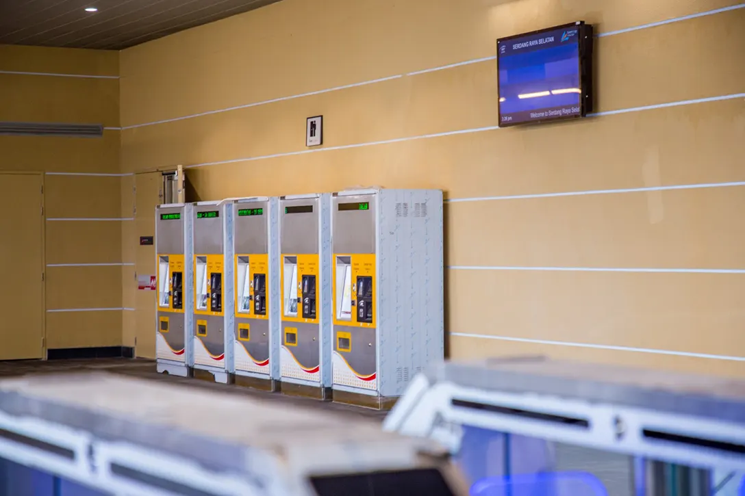 Ticket Vending Machines installed at the Serdang Raya Selatan MRT Station.