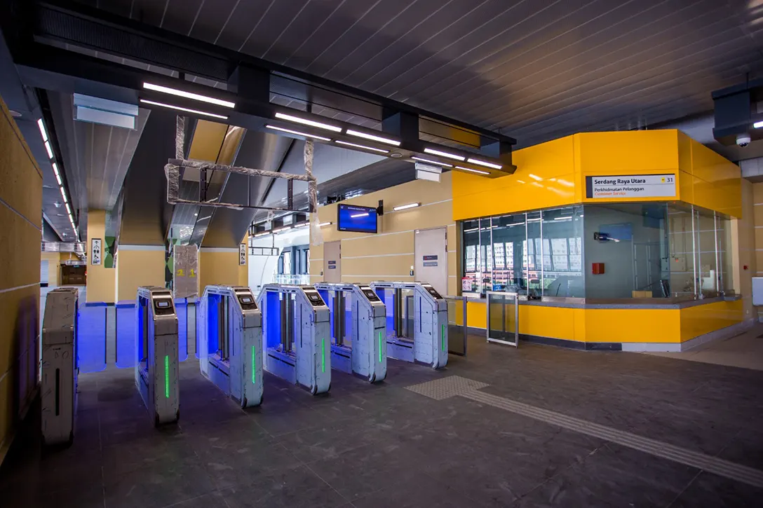 Testing for Automatic Fare Collection system in progress at the Serdang Raya Utara MRT Station.