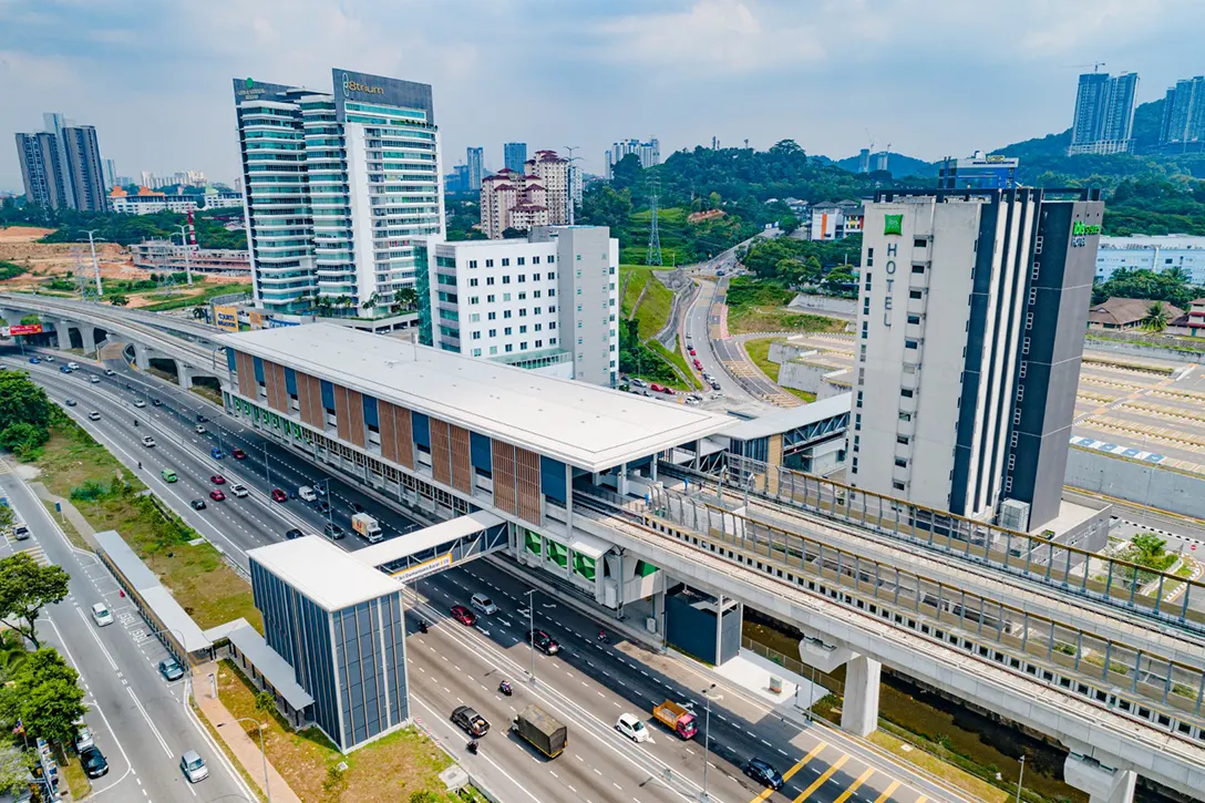 An aerial view of the completed Sri Damansara Barat MRT Station