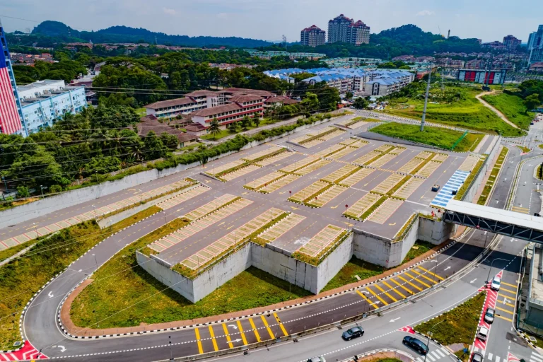 Aerial view of the completed Sri Damansara Barat MRT Station At Grade Park and Ride