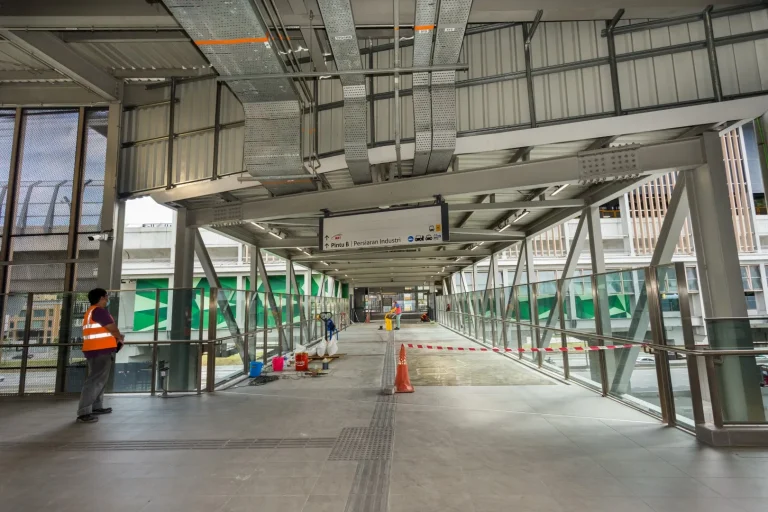 Epoxy flooring in progress at the Sri Damansara Barat MRT Station