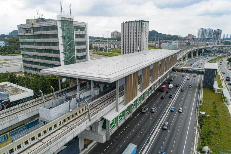 Aerial view of the Sri Damansara Barat MRT Station showing the mechanical and electrical works in progress and in preparation for BOMBA inspection
