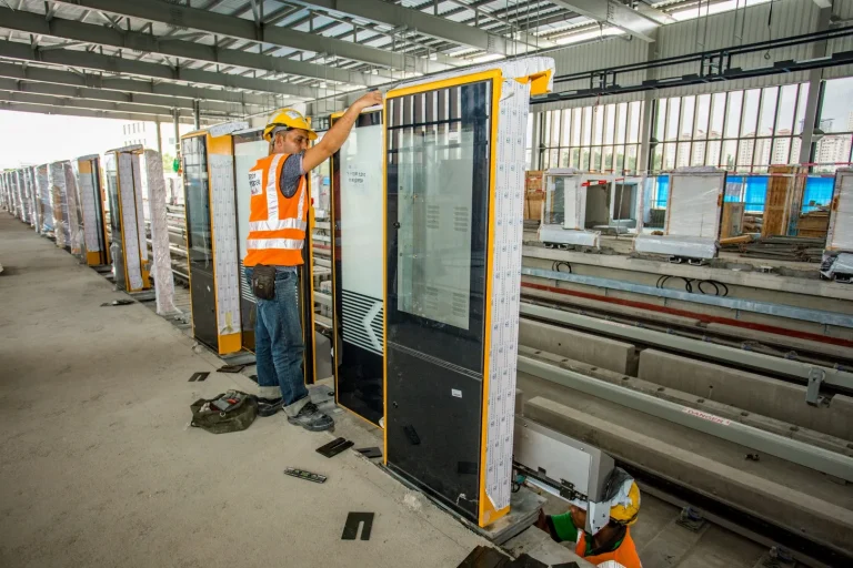 Automatic Platform Gate installation in progress at the Sri Damansara Sentral MRT Station