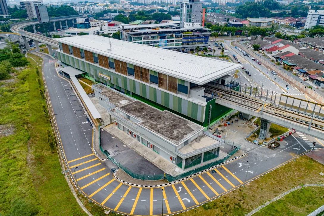 Arial view of the Sri Damansara Sentral MRT station