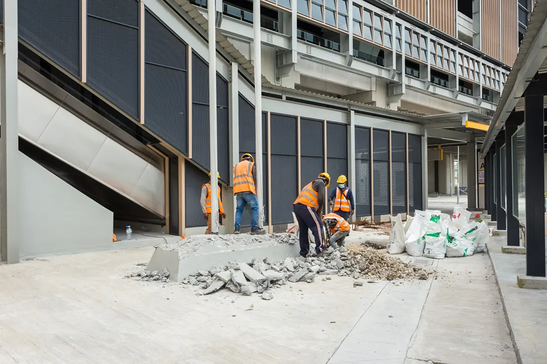 Additional construction works of flag pole in progress at the Sri Damansara Timur MRT Station