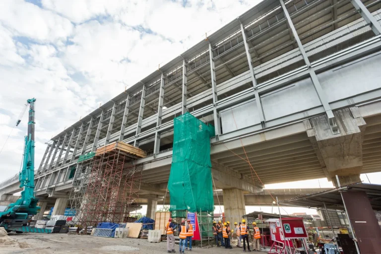 Installation of façade in progress at the Sri Damansara Timur MRT Station site