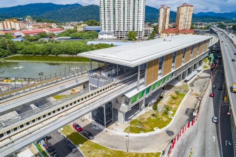 Aerial view of the Sri Damansara Timur MRT Station showing the site preparing for BOMBA inspection