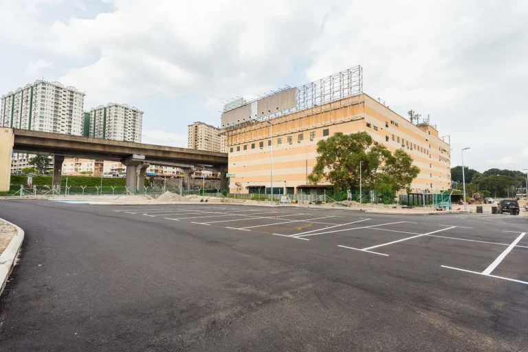 Line marking works in progress at the At-Grade Park and Ride for Sri Damansara Timur MRT Station