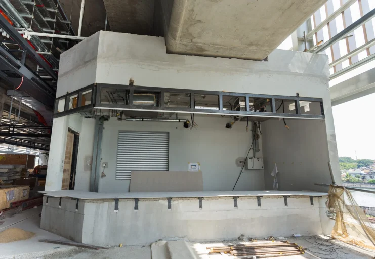 View of the Customer Service Office showing the electrical and mechanical works in progress at the Sri Damansara Timur MRT Station