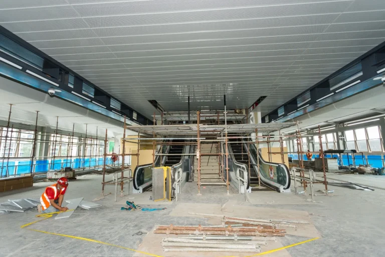 Ceiling at the Sri Damansara Timur MRT Station concourse level works in progress