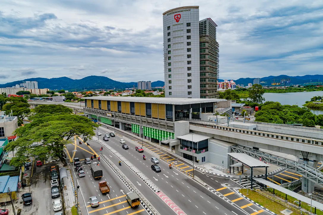 Aerial view of the Sri Delima MRT Station showing the ongoing touch-up paint works