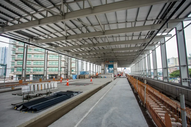 View of the platform tiling works in progress at Sri Delima MRT Station