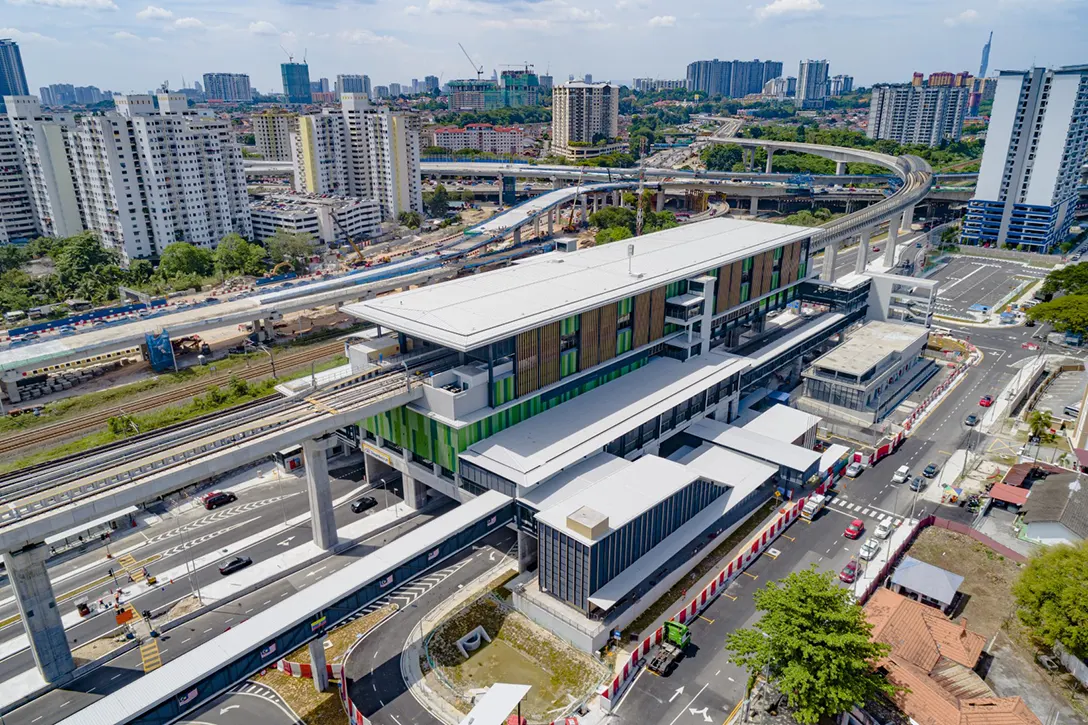 Aerial view of the Sungai Besi MRT Station showing the roadworks completed.