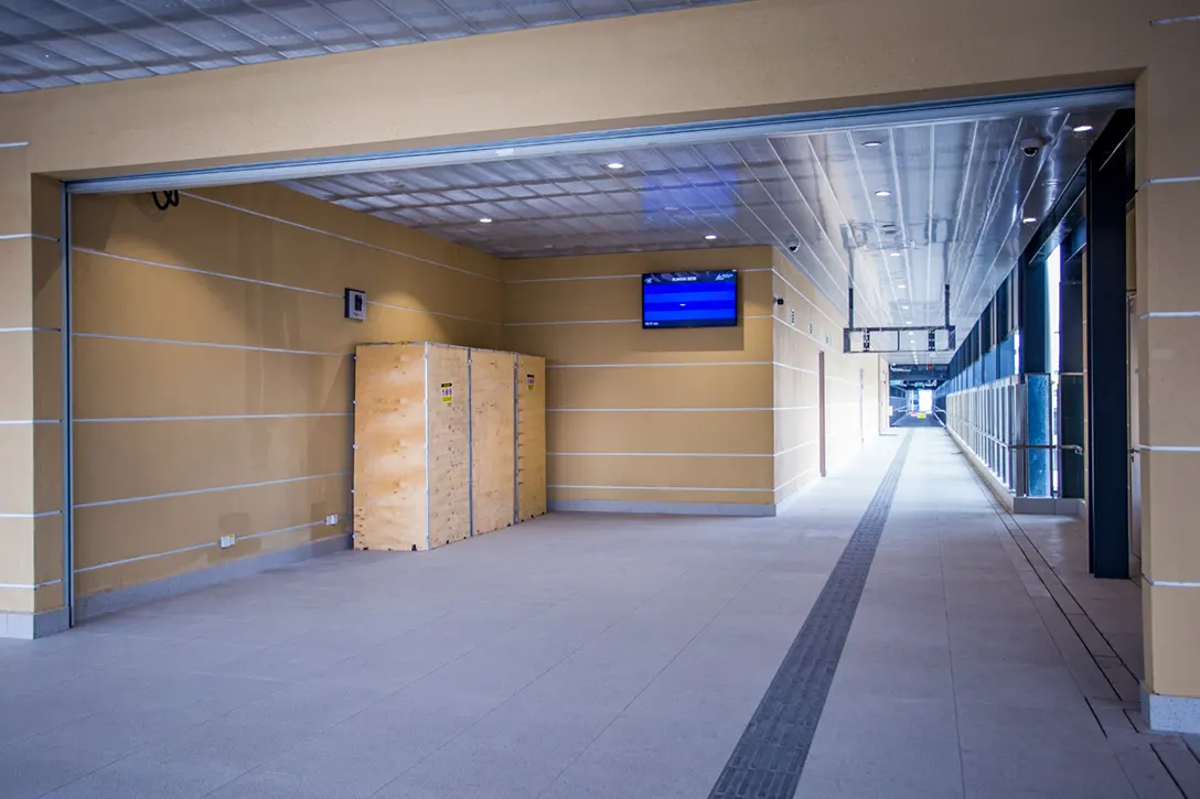 View inside the Sungai Besi MRT Station showing the installation of ticketing vending machines in progress.