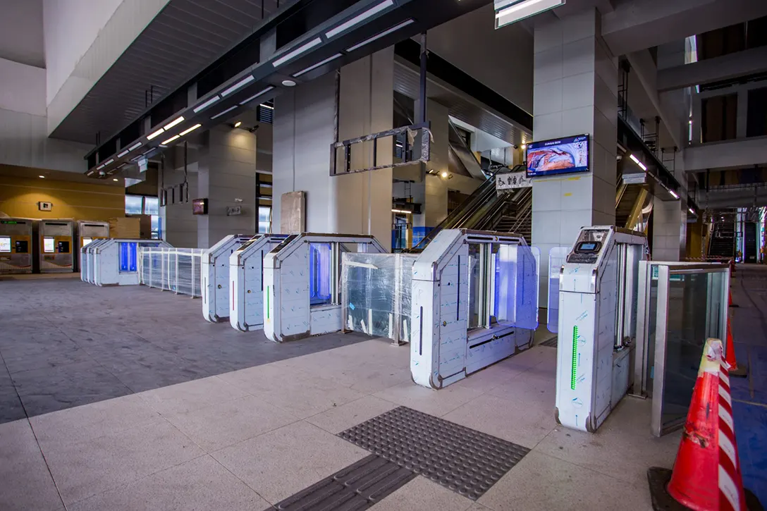 Testing for Automatic Fare Collection system in progress at the Sungai Besi MRT Station.