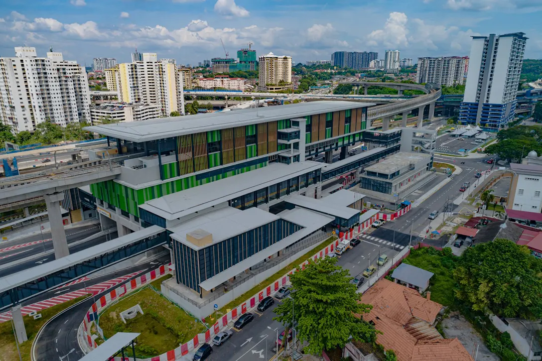 Aerial view of the Sungai Besi MRT Station showing the rectification works for defect items for handing over in progress.