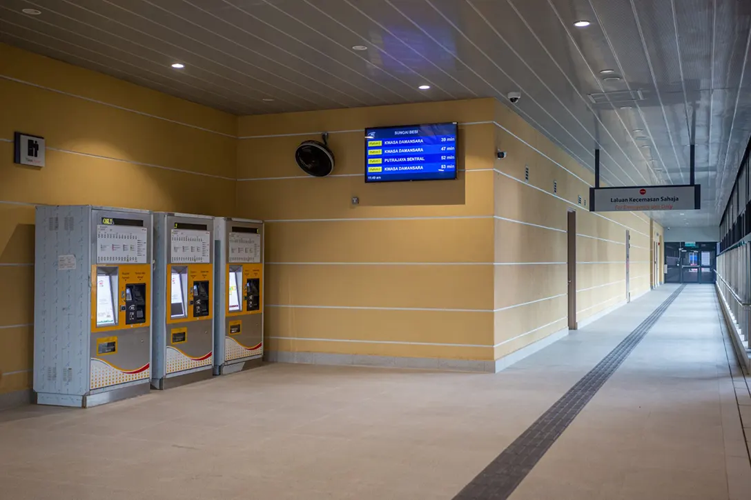 Testing of the ticket vending machine system in progress at the Sungai Besi MRT Station.