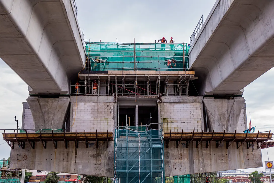 Platform stressing works in progress at the Taman Equine MRT Station site.