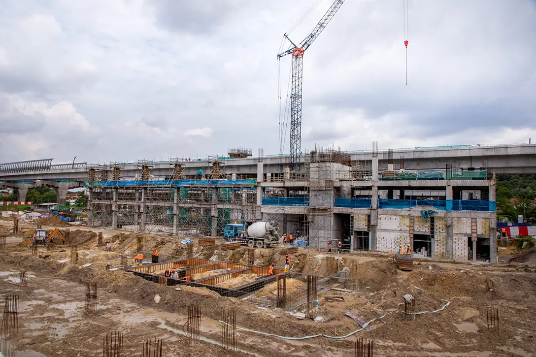 Ground beam works in progress at the Taman Equine MRT Station Multi Storey Park and Ride.