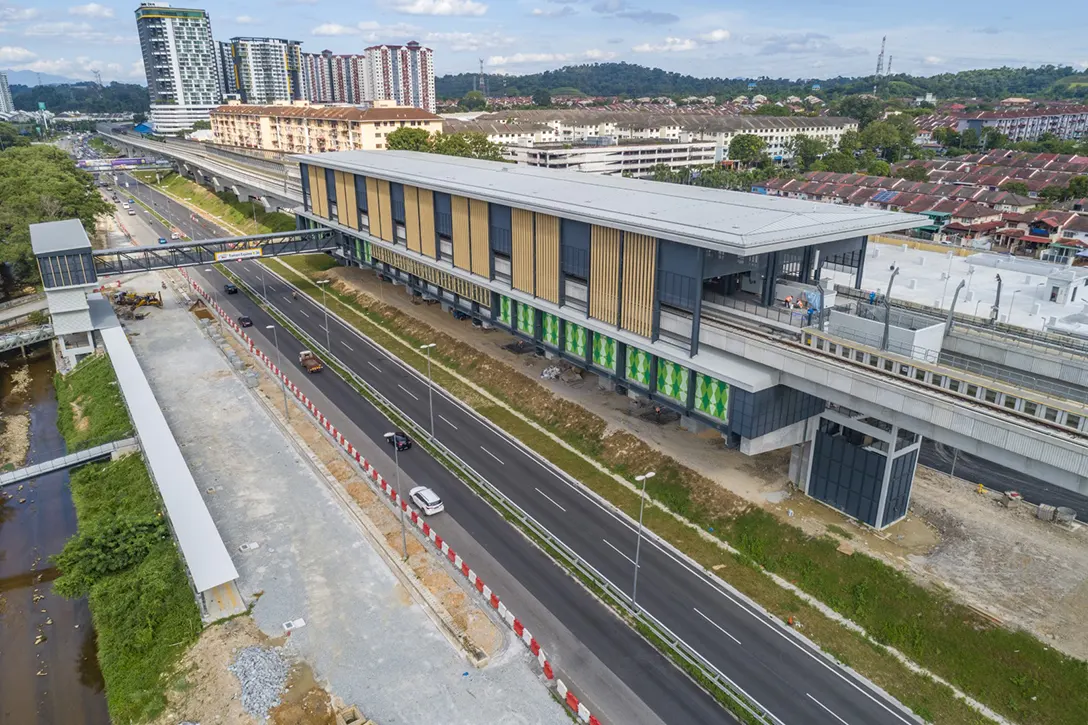Aerial view of the Taman Equine MRT Station showing the completed crusher run road base for Entrance B.
