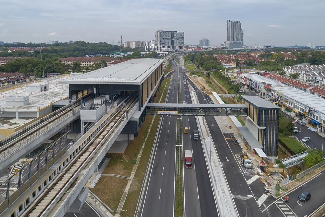 Aerial view of the Taman Equine MRT Station showing the roadworks completed.