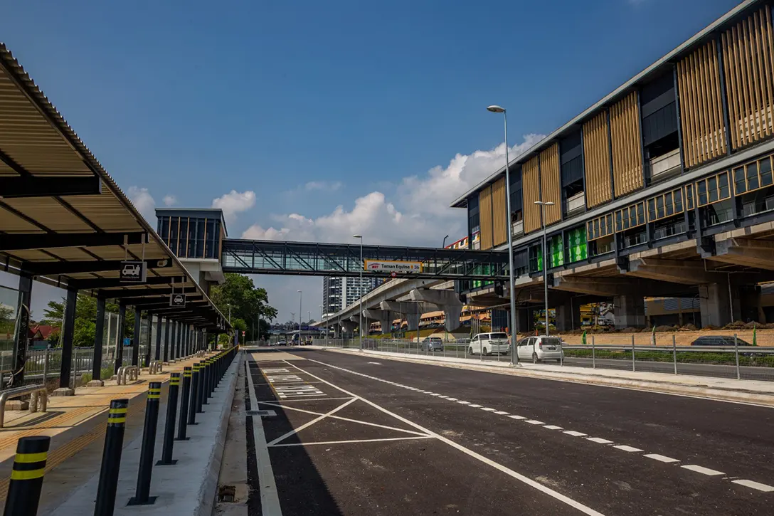 Road markings at layby area of the Entrance B and installation of bollard completed at the Taman Equine MRT Station